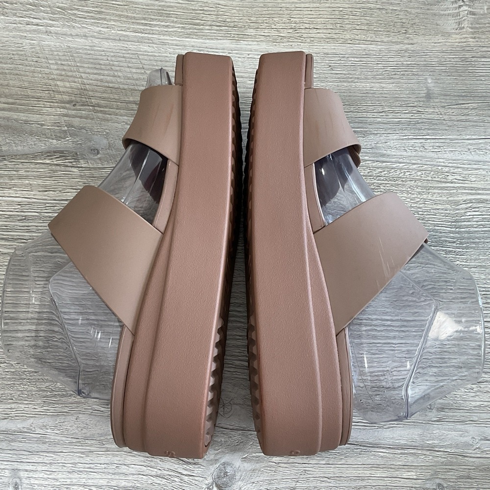 Crocs Lite Ride Beige Brooklyn Platform Sandals Mid Wedge Buckle Slide Women's 9 - Picture 9 of 15